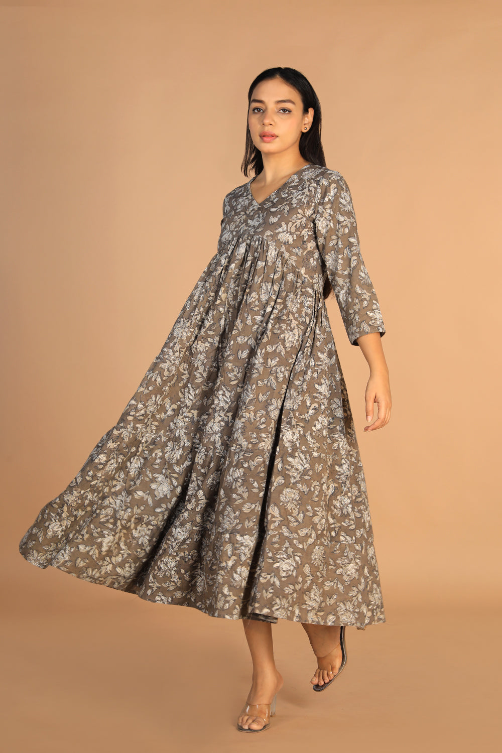 Bagru block printed tiered dress