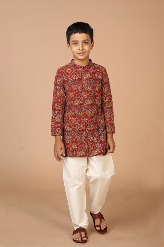 Kalamkari boys cotton kurta pajama set