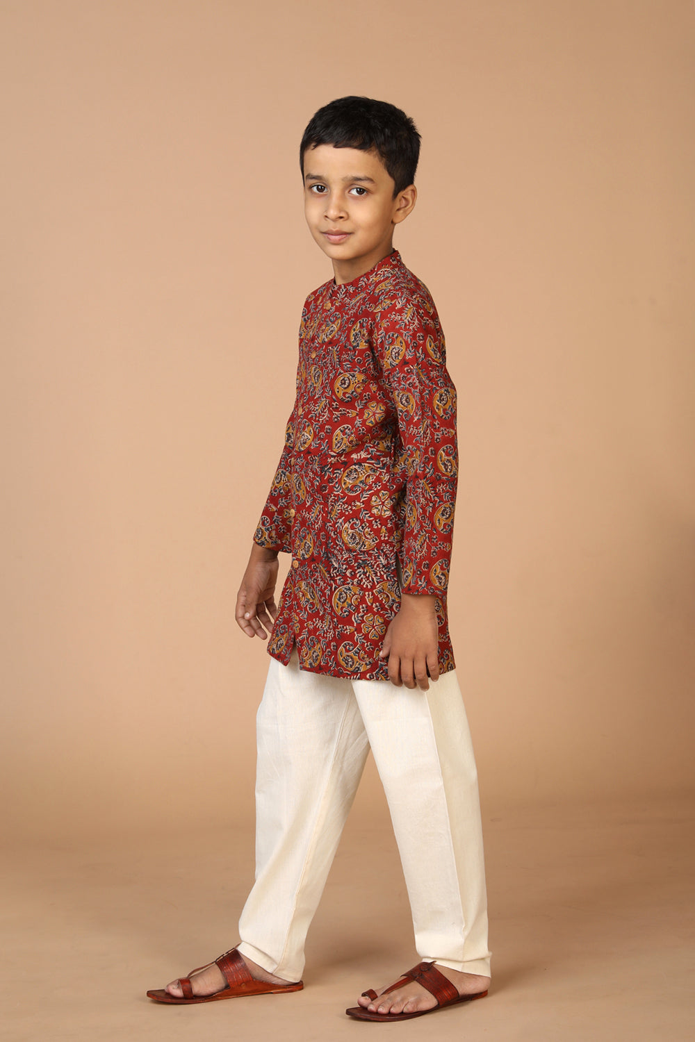 Kalamkari boys cotton kurta pajama set