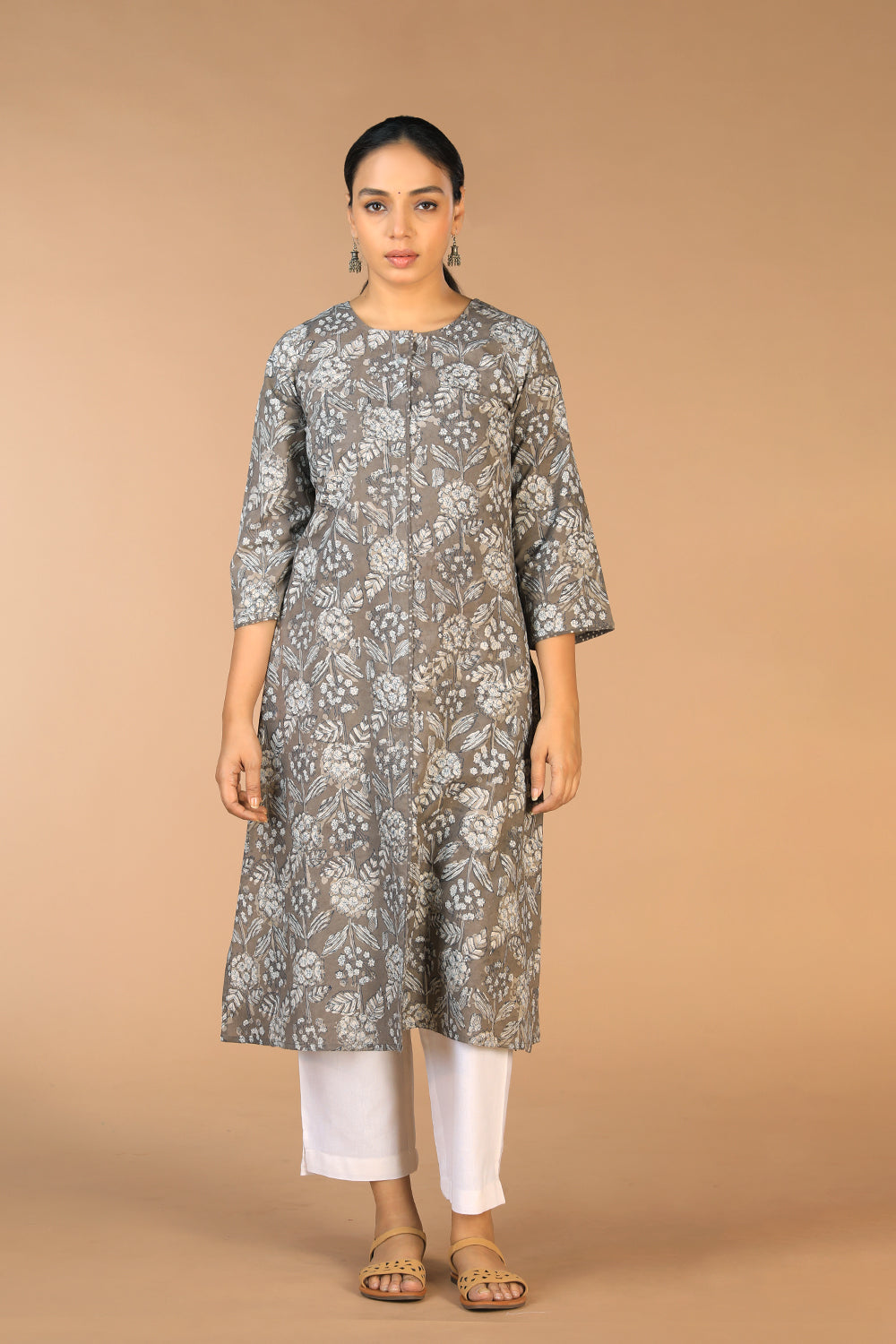 Cotton Bagru floral block printed Kurti