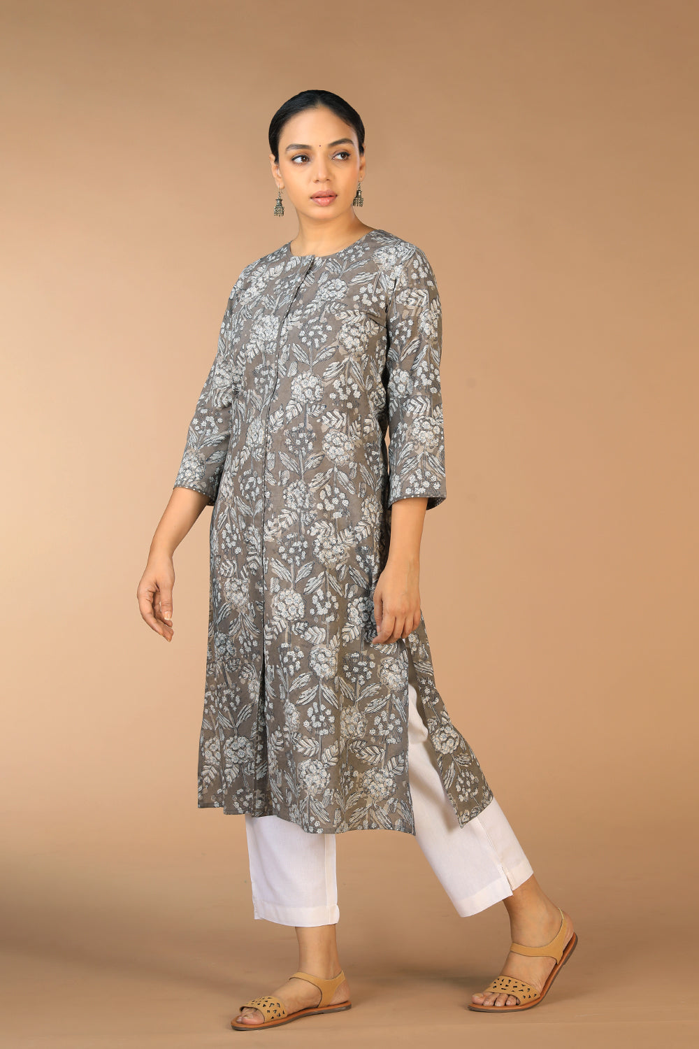 Cotton Bagru floral block printed Kurti