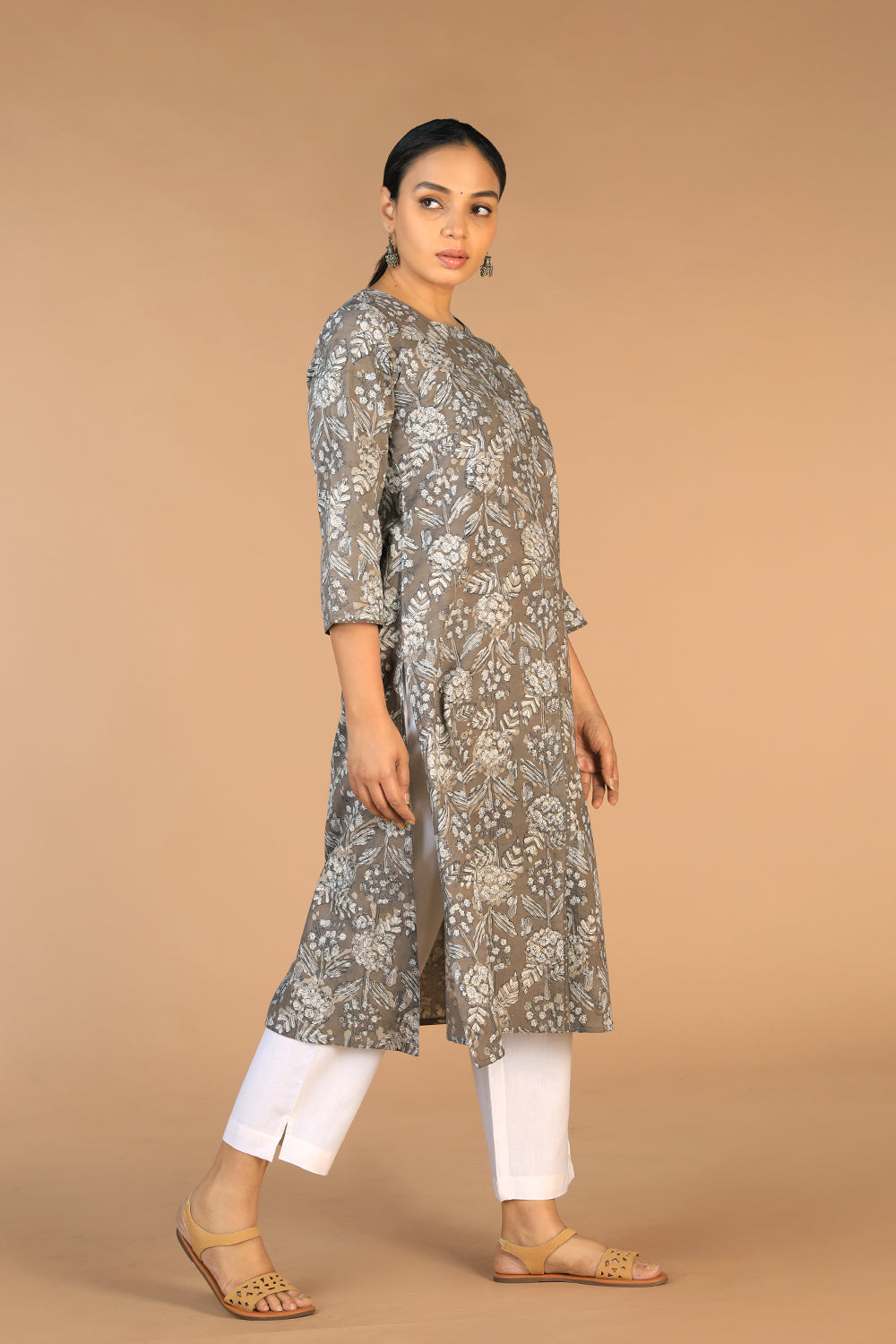 Cotton Bagru floral block printed Kurti