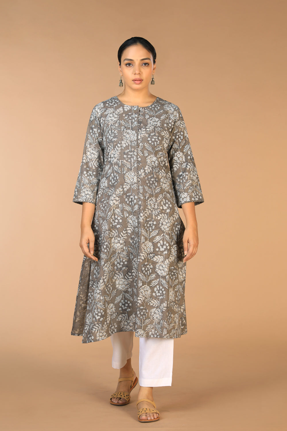 Cotton Bagru floral block printed Kurti