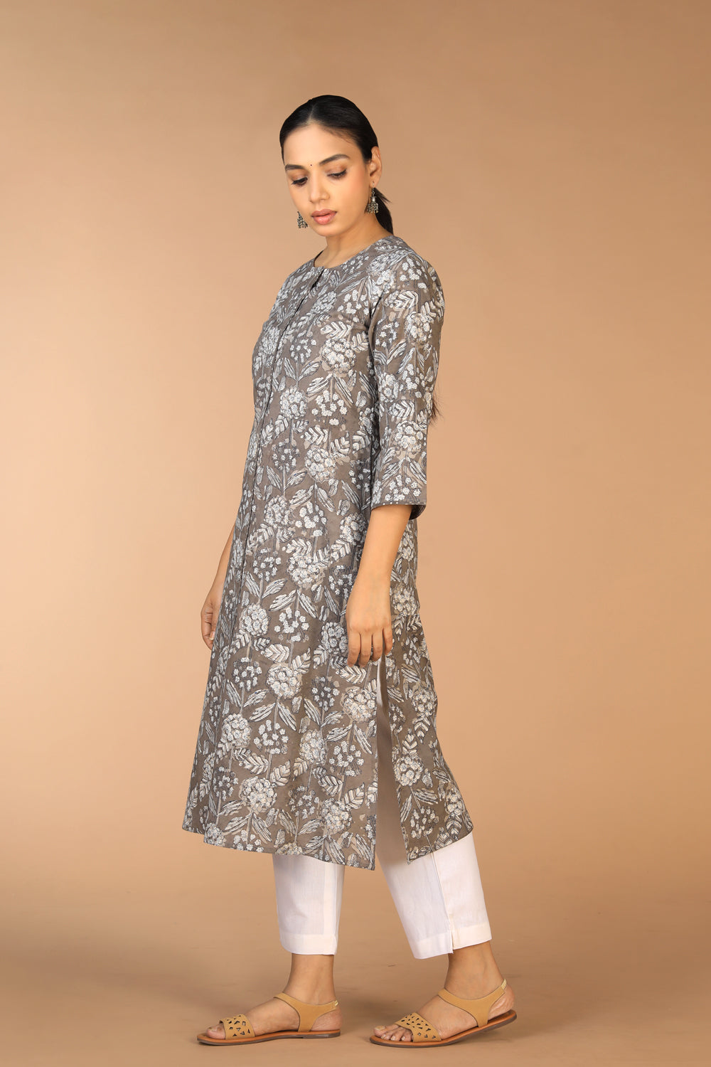 Cotton Bagru floral block printed Kurti