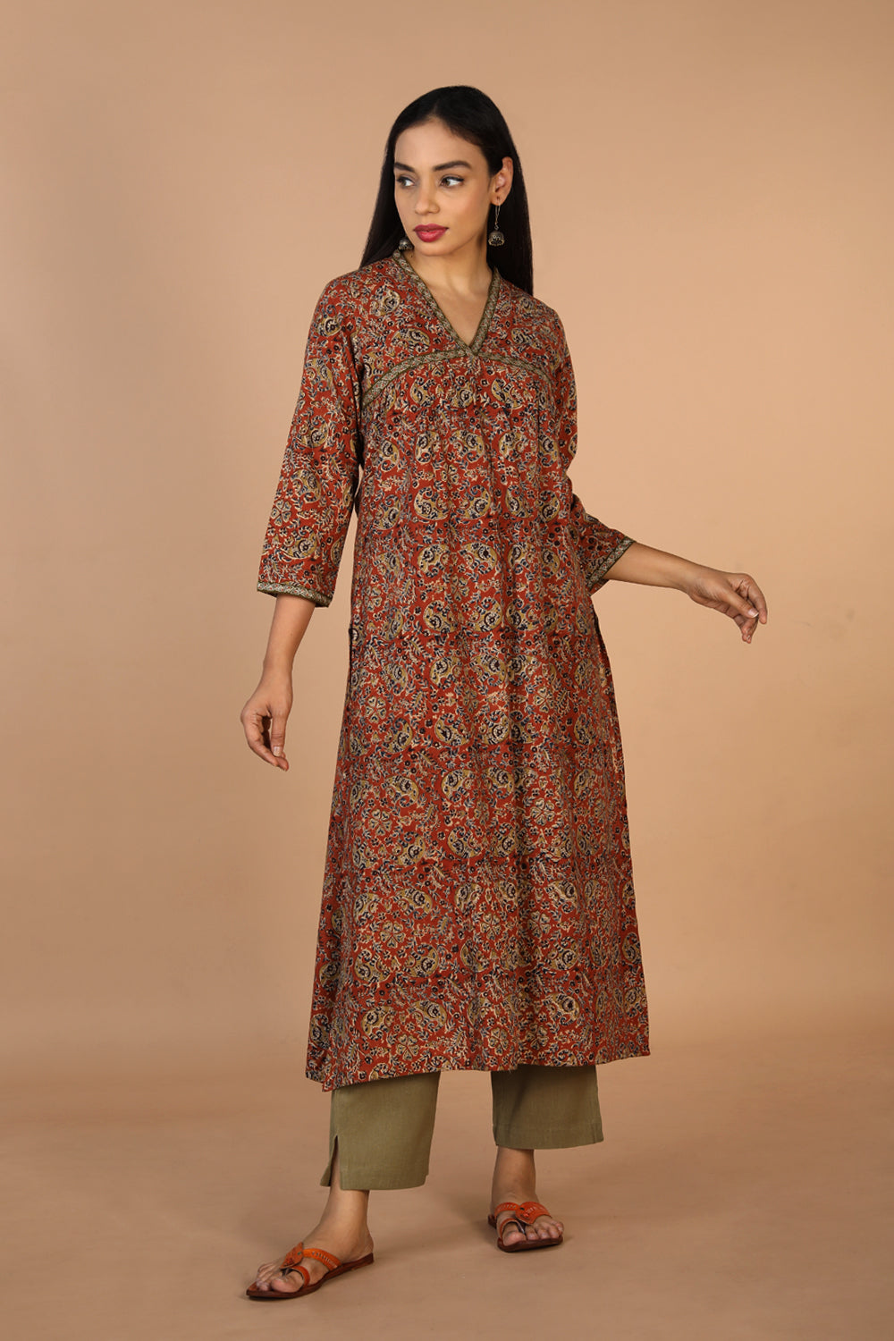 Kalamkari Jaal Angrakha Print Kurta WA321A | Beautiful dress designs, Kurta  designs women, Clothes for women