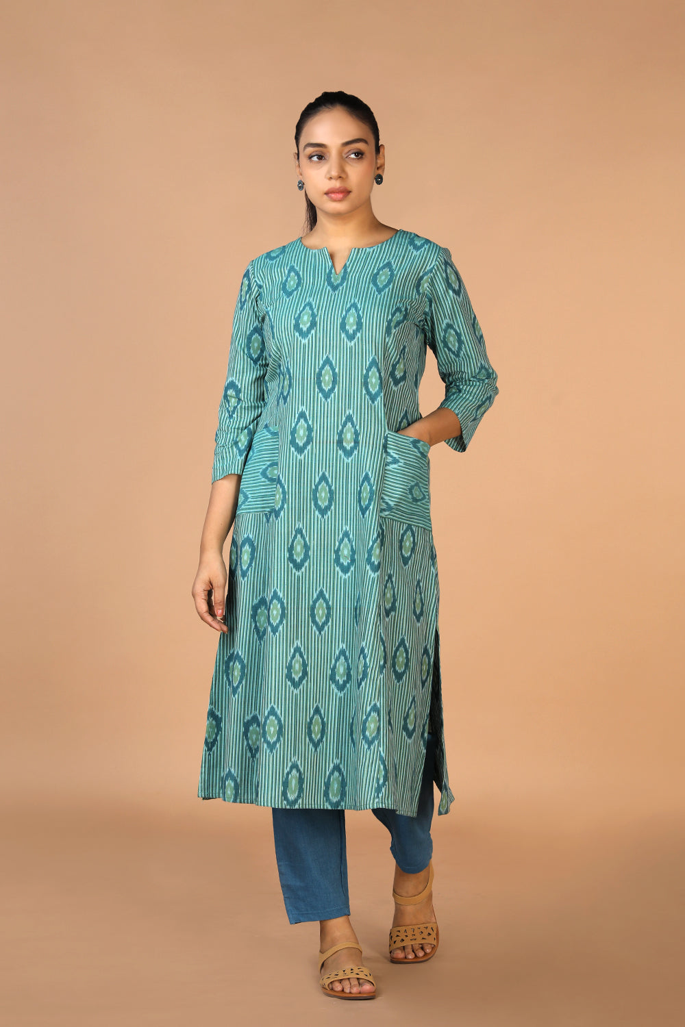 Handwoven Cotton Pochampally Ikat Kurti