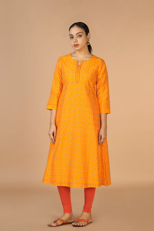 Handwoven Cotton Pochampally Ikat Kurti