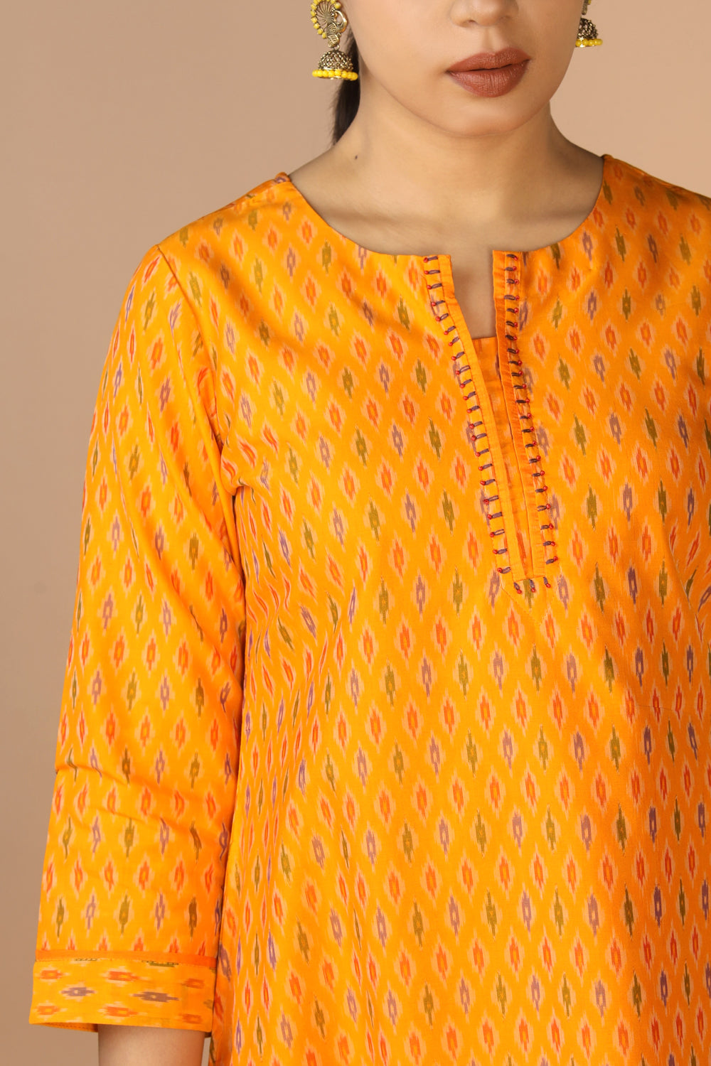 Handwoven Cotton Pochampally Ikat Kurti