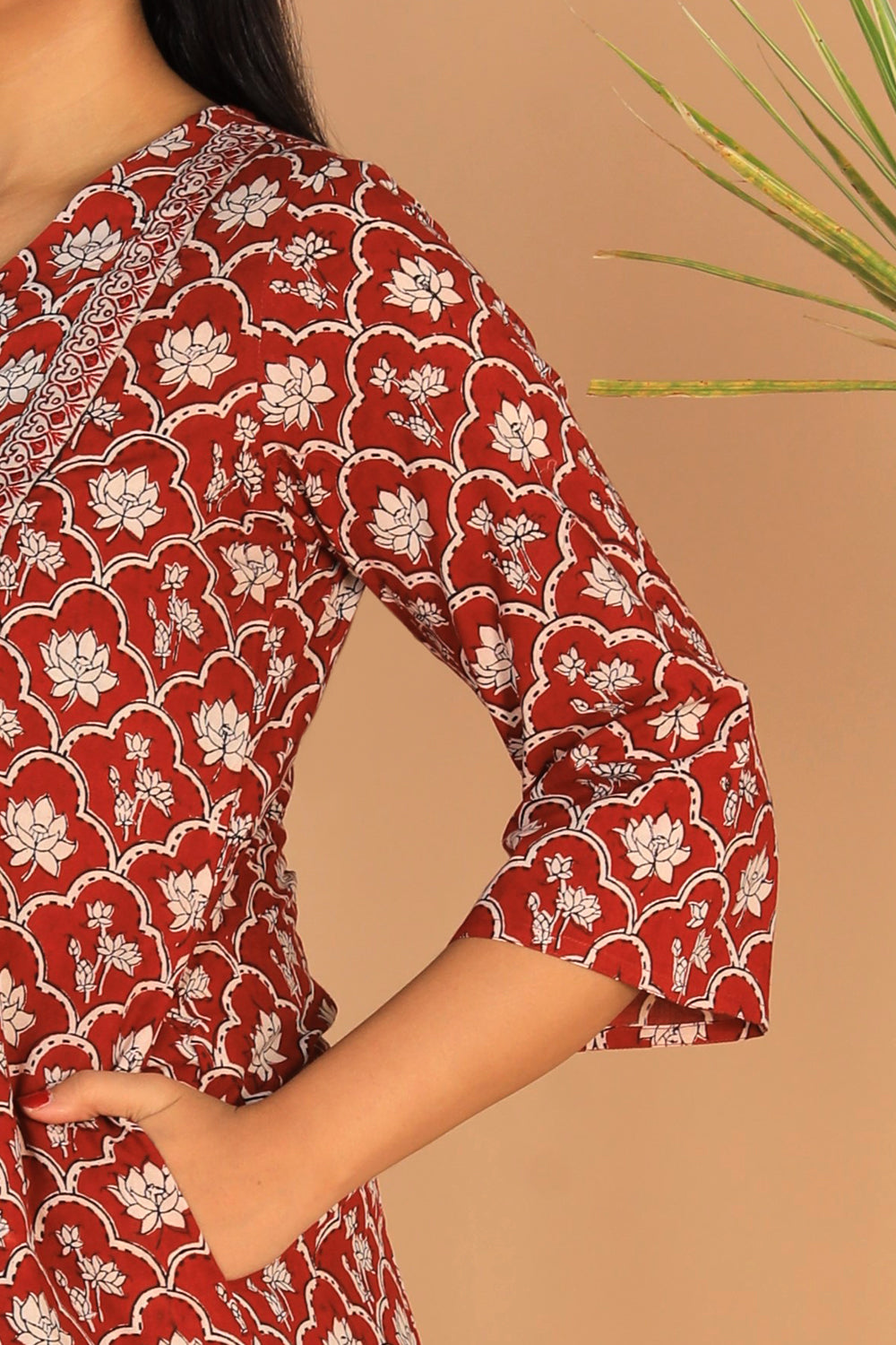 Embroidered cotton Bagh block printed  kurti