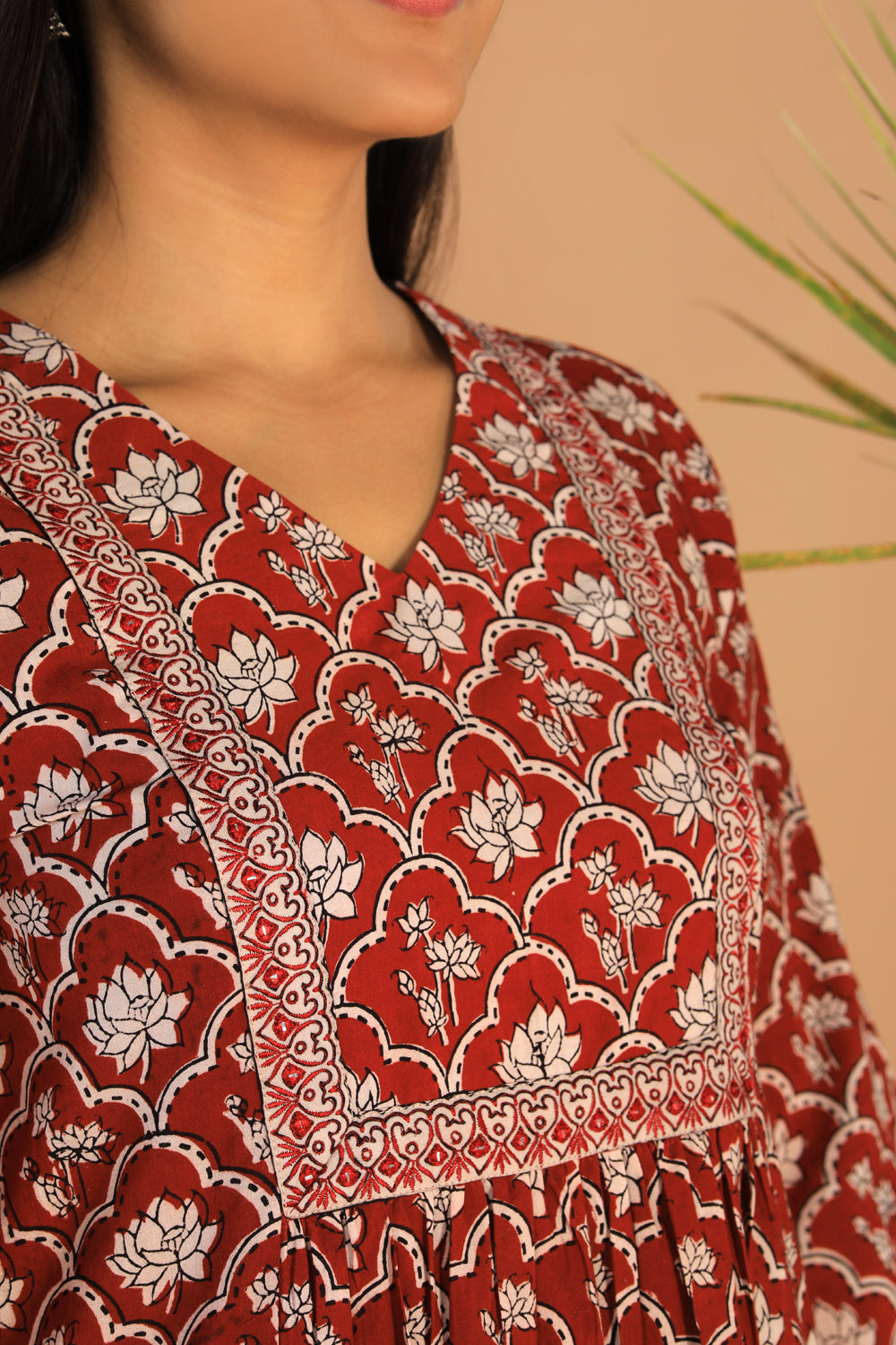 Embroidered cotton Bagh block printed  kurti