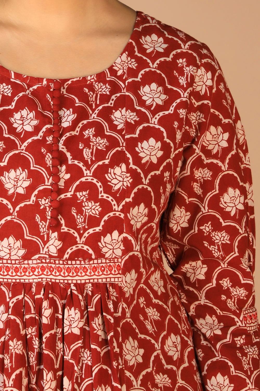 Cotton Bagh handblock printed gathered dress.