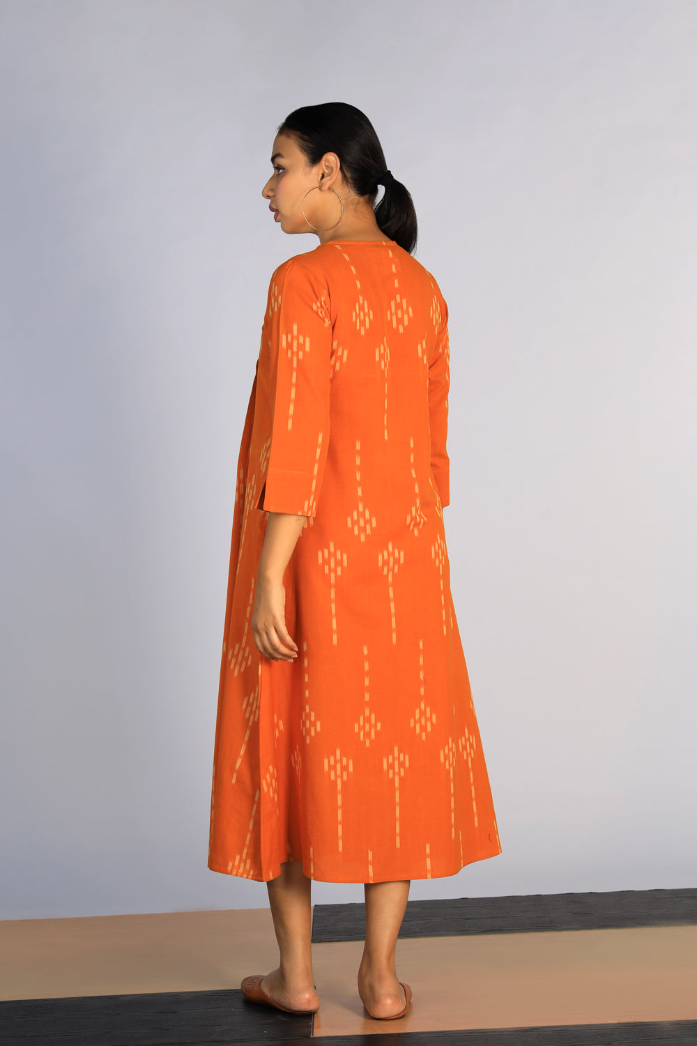 Hand embroidered cotton Pochampally Ikat dress