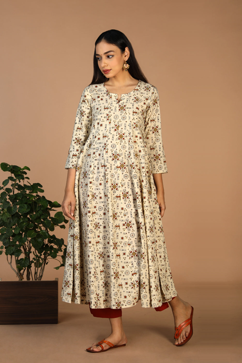 cotton ajrakh anarkali