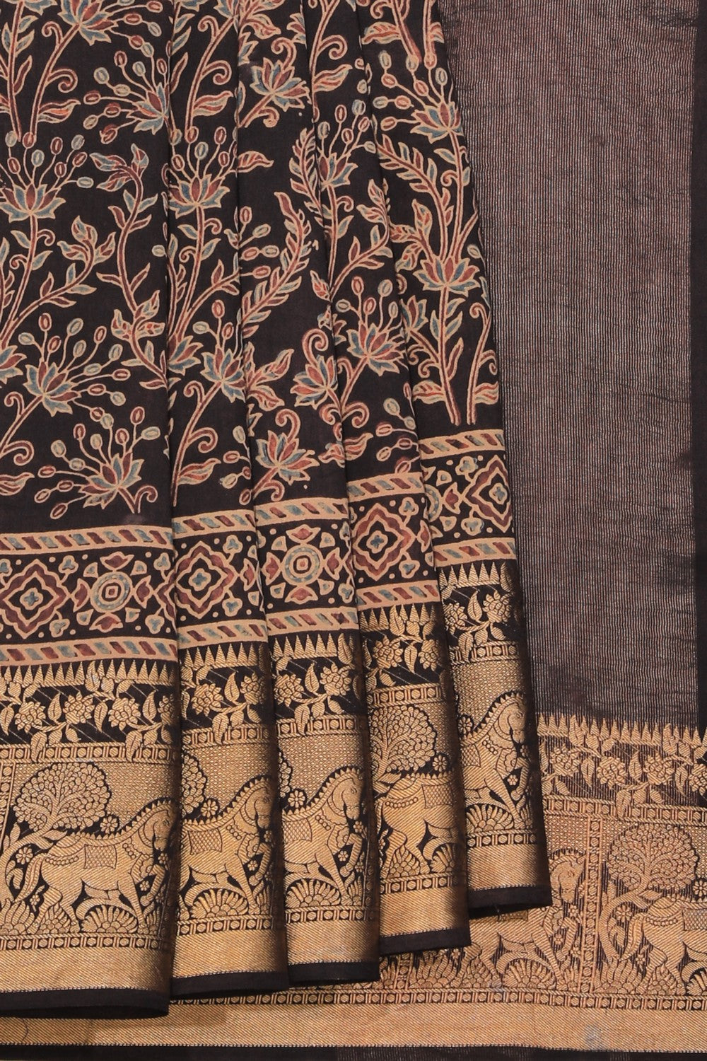 Ajrakh Chiniya Silk Saree