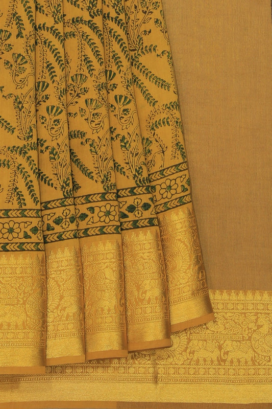 Ajrakh Chiniya Silk Saree