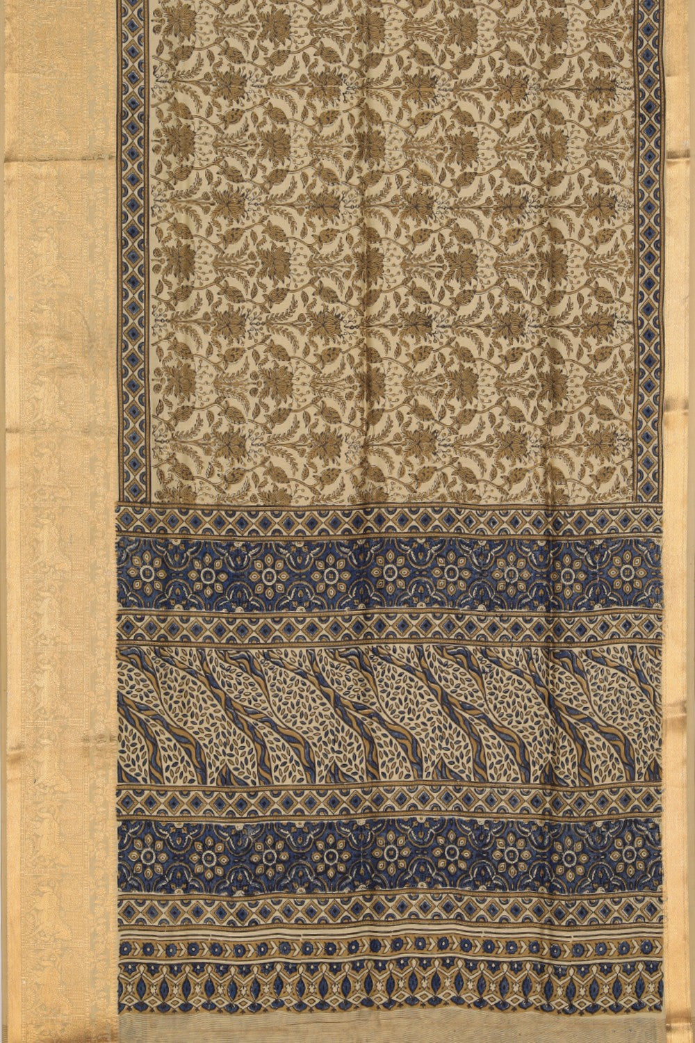 Ajrakh Chiniya Silk Saree