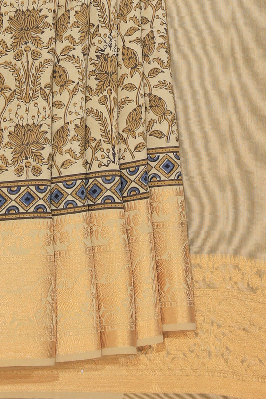 Ajrakh Chiniya Silk Saree