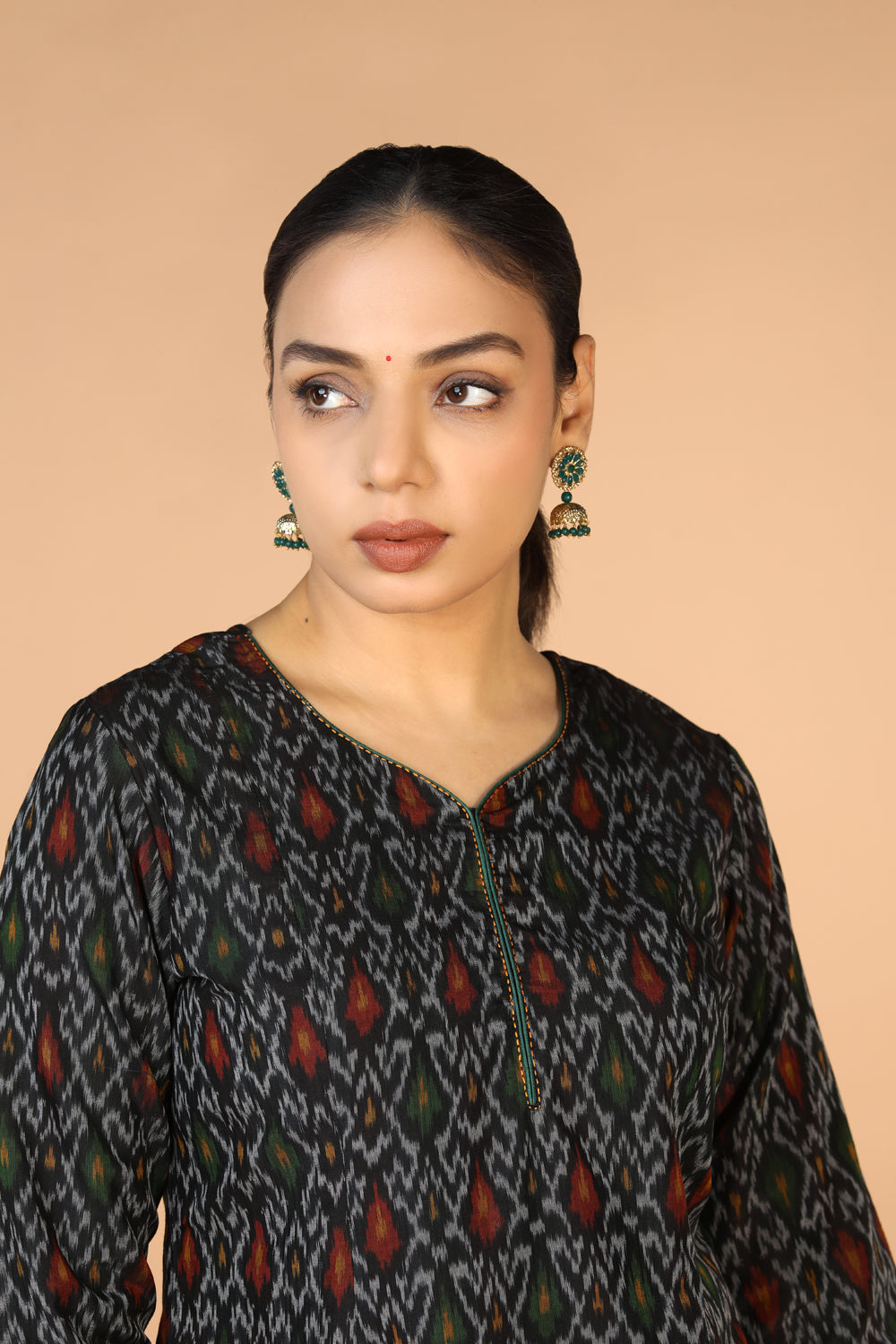 Black Pochampally silk Ikat Kurti