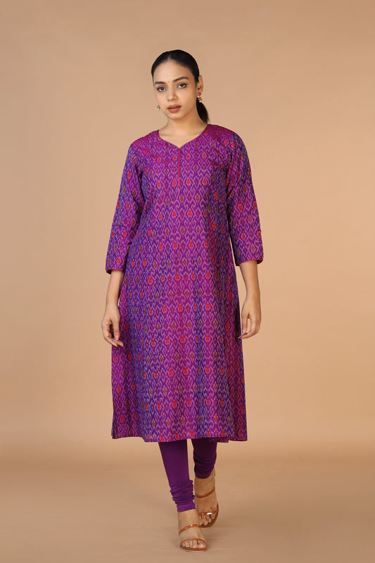 Purple Silk Pochampally Ikat kurti