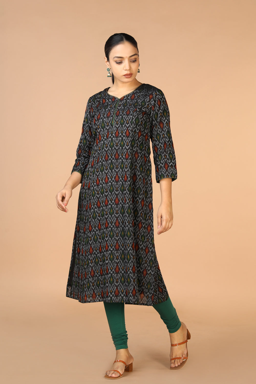 Black Pochampally silk Ikat Kurti