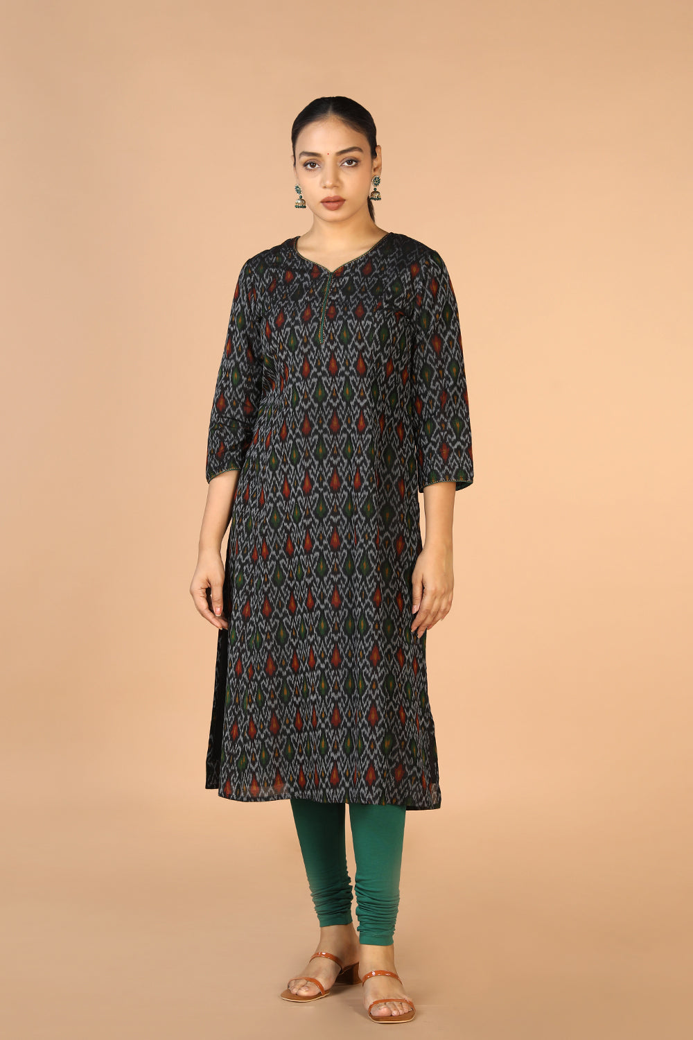 Black Pochampally silk Ikat Kurti