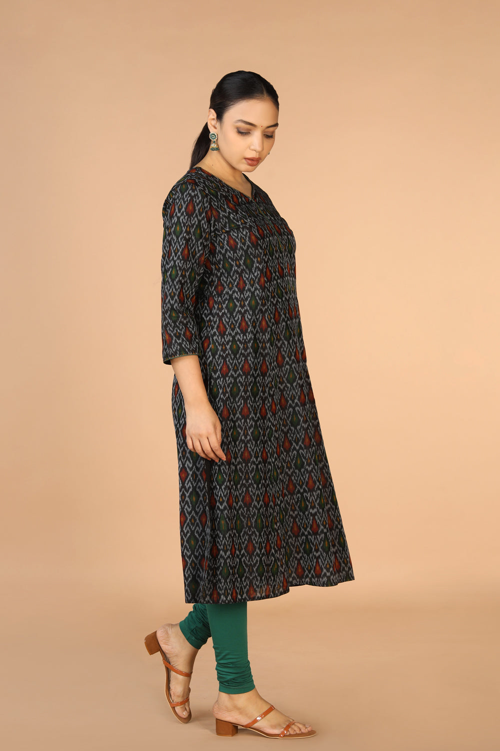 Black Pochampally silk Ikat Kurti