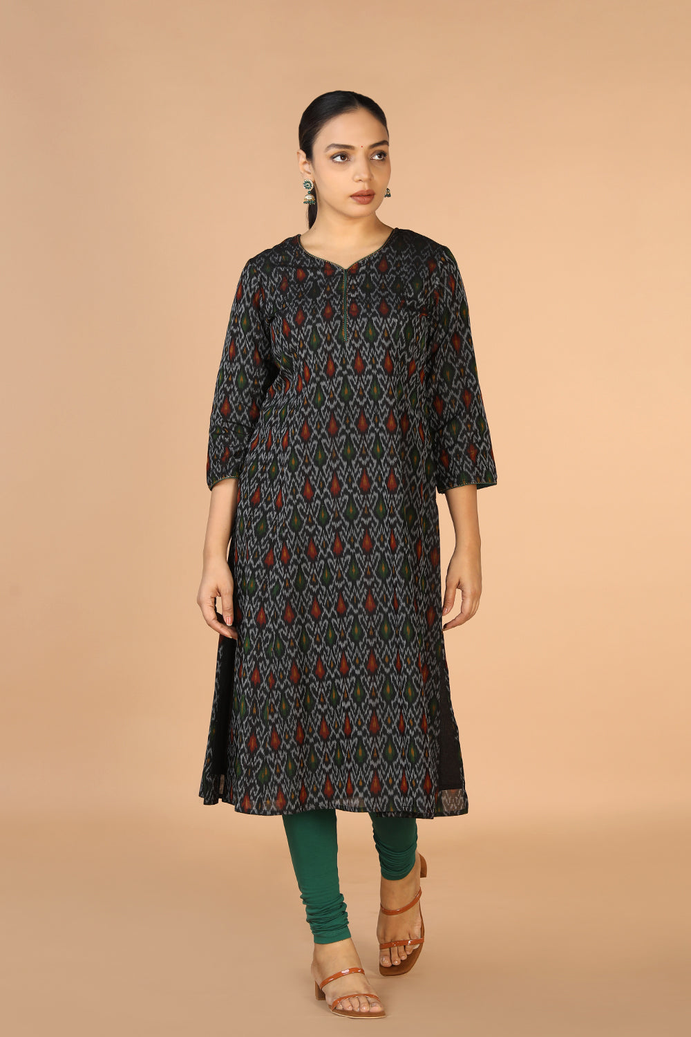 Black Pochampally silk Ikat Kurti