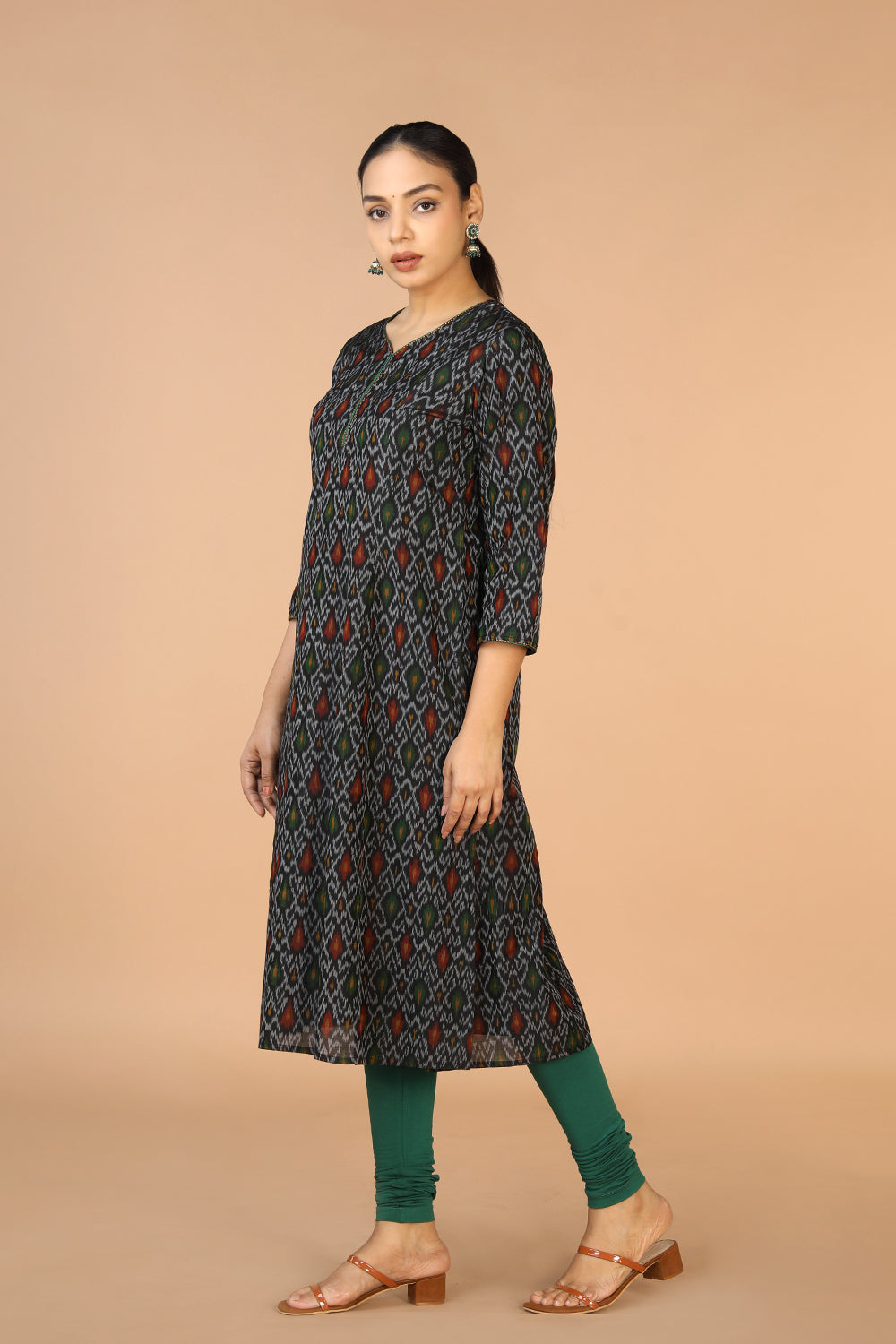 Black Pochampally silk Ikat Kurti