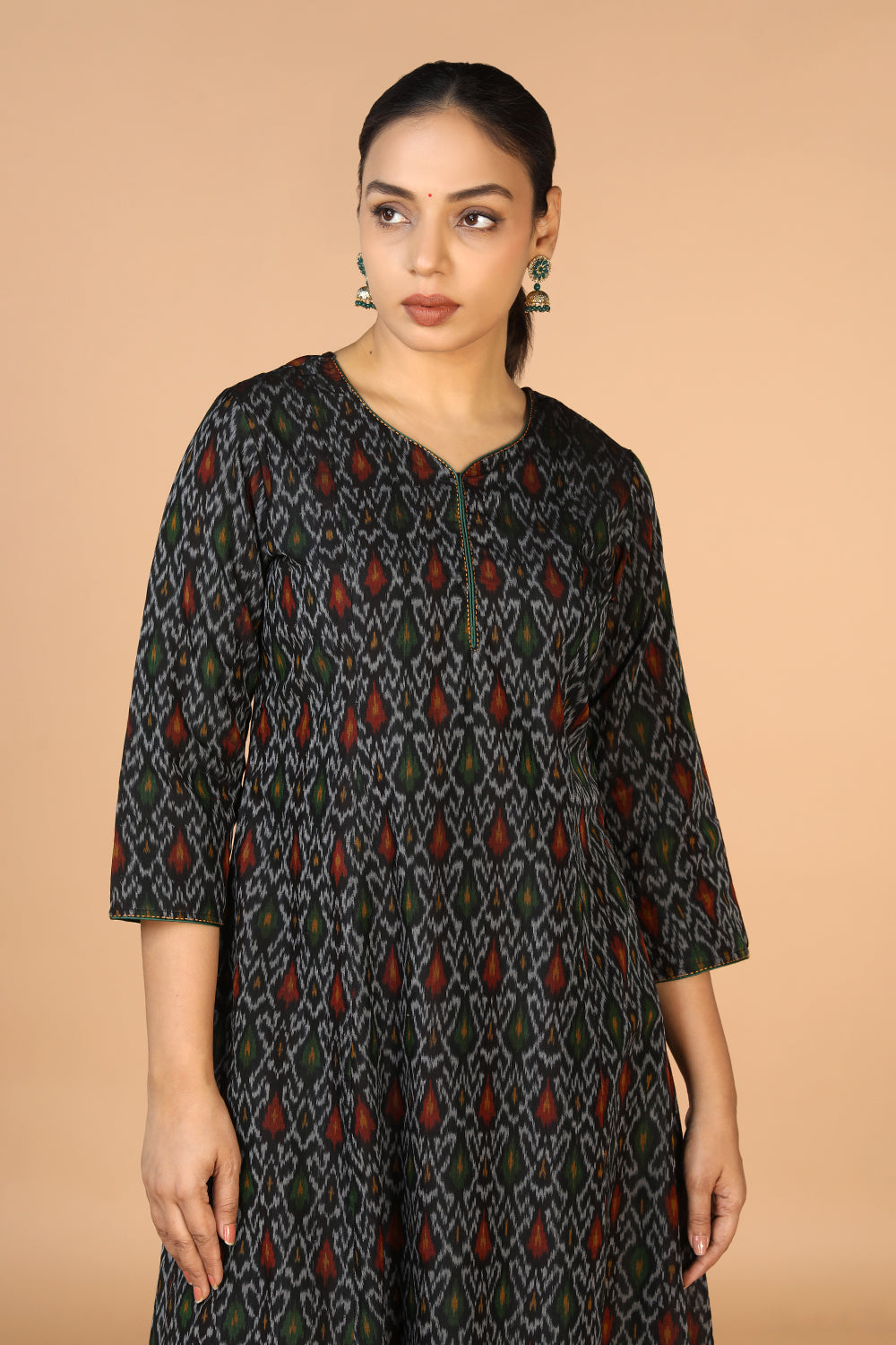 Black Pochampally silk Ikat Kurti