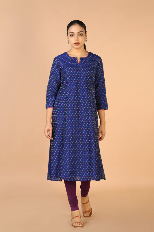 Royal Blue silk Pochampally Ikat Kurti