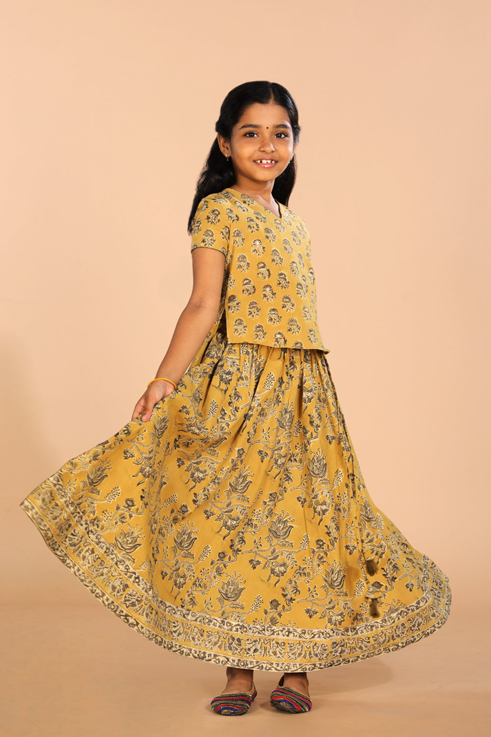 Cotton Kalamkari girls skirt & top set