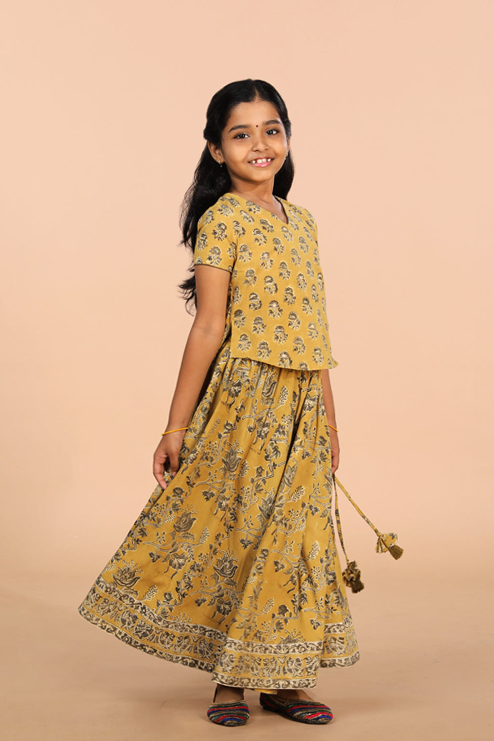 Cotton Kalamkari girls skirt & top set