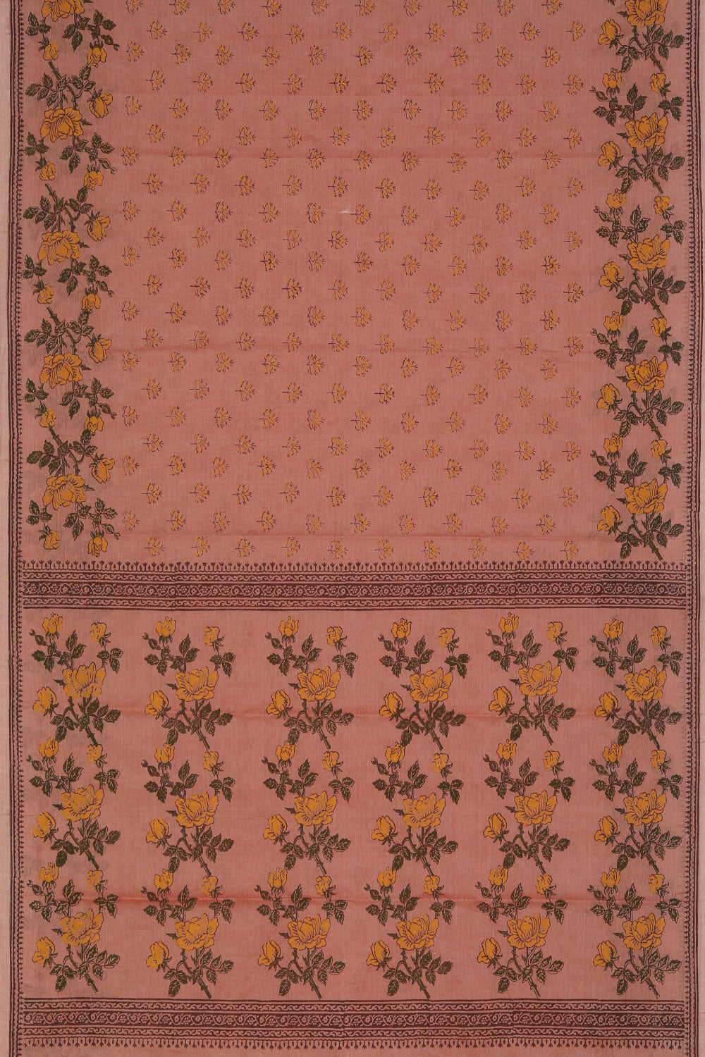 Hand block printed cotton saree