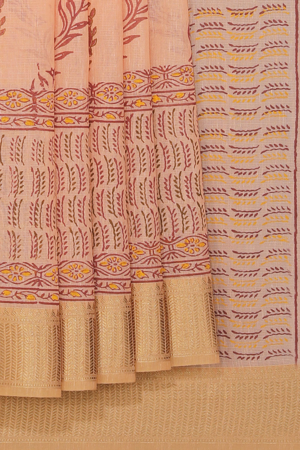 Hand block printed saree