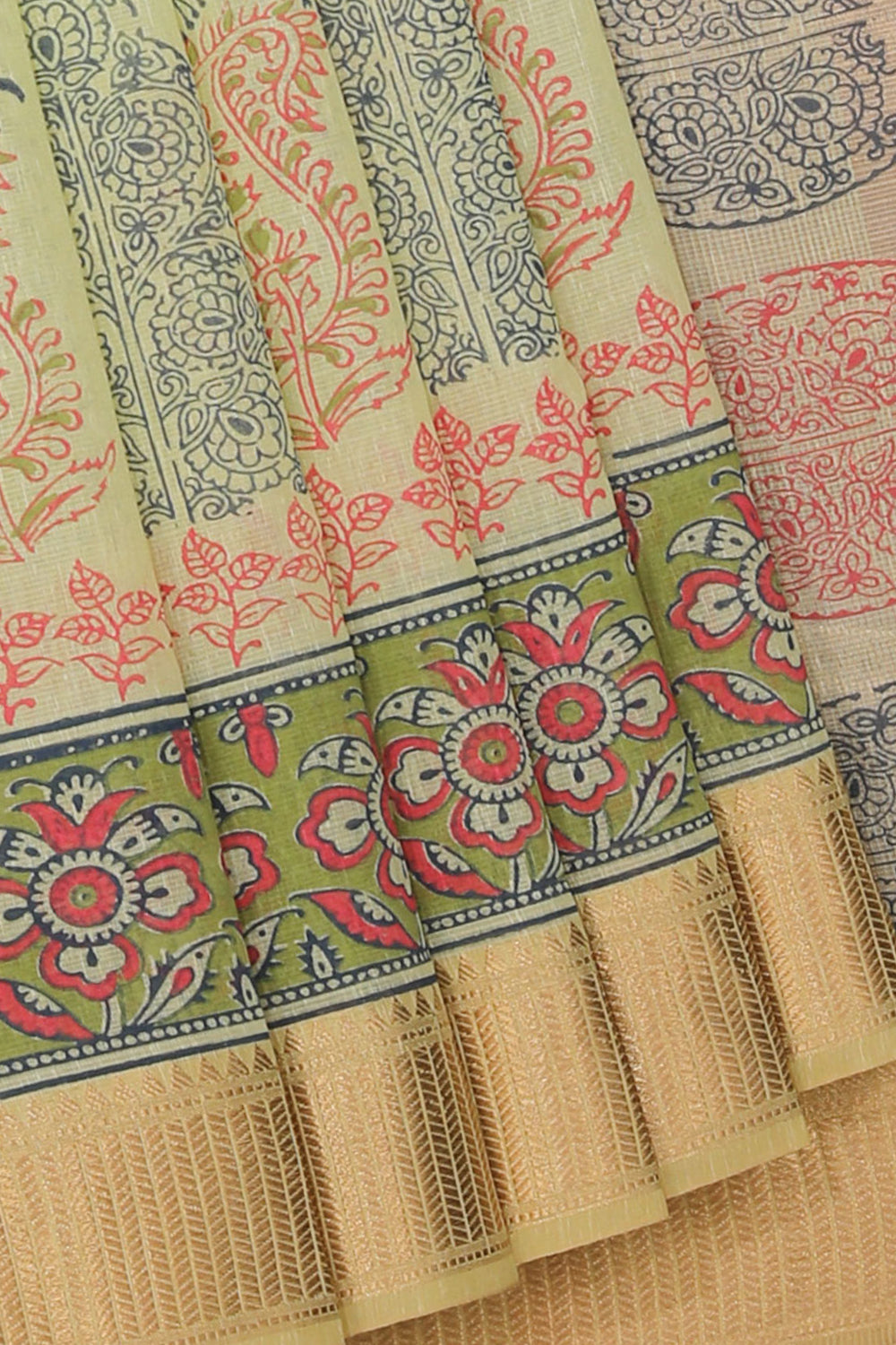 Hand block printed saree