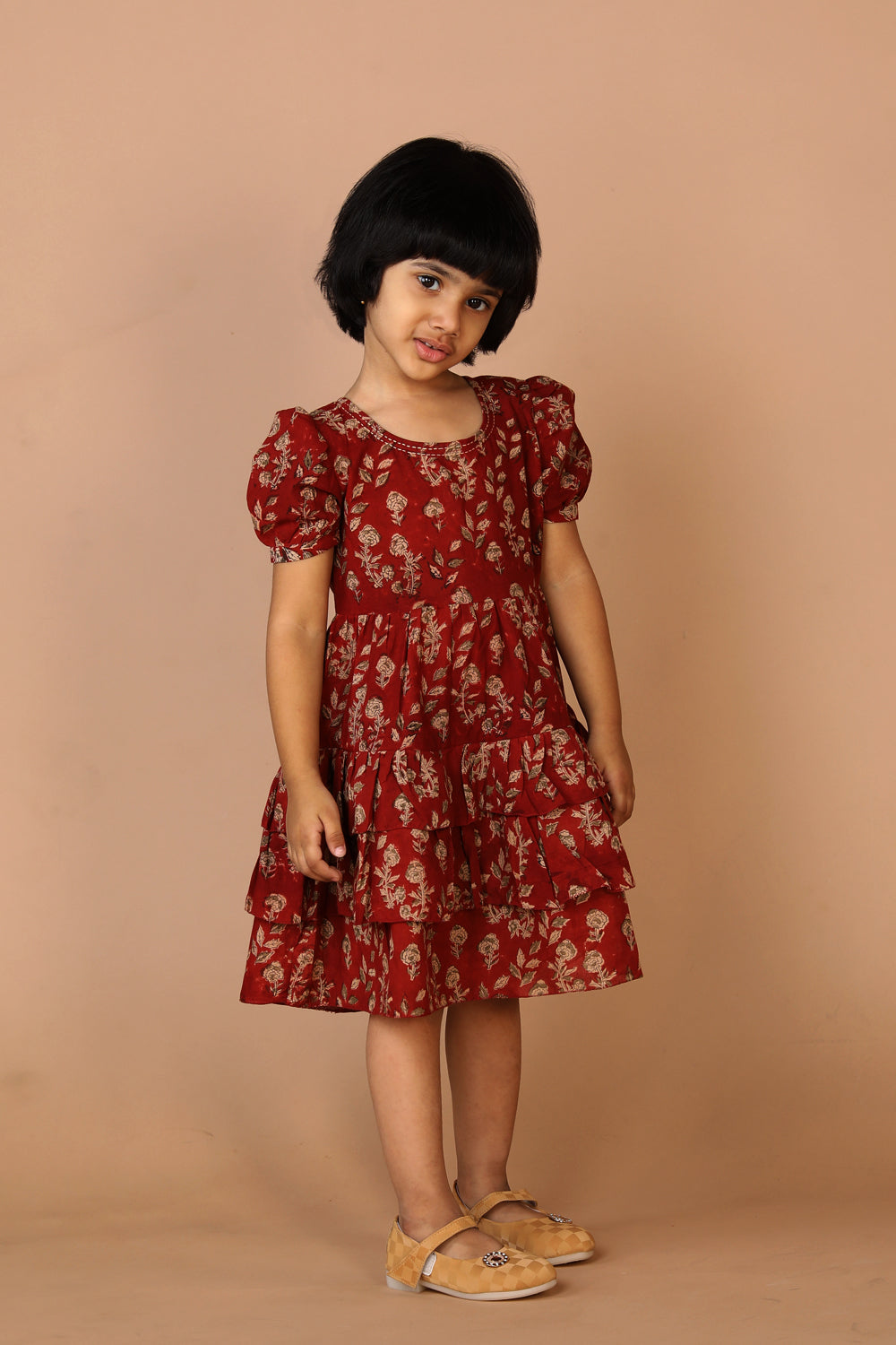 BownBee Kalamkari Print Party Dress Gown for Girls- Yellow – BownBee -  Styling Kids The Indian Way