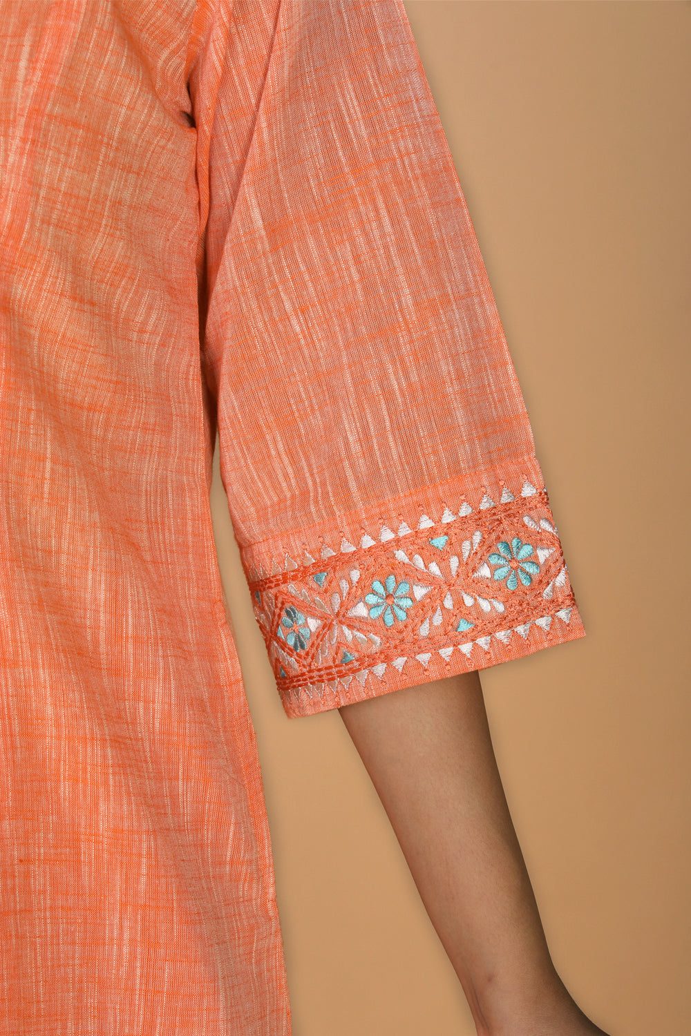Traditional embroidered cotton kurta