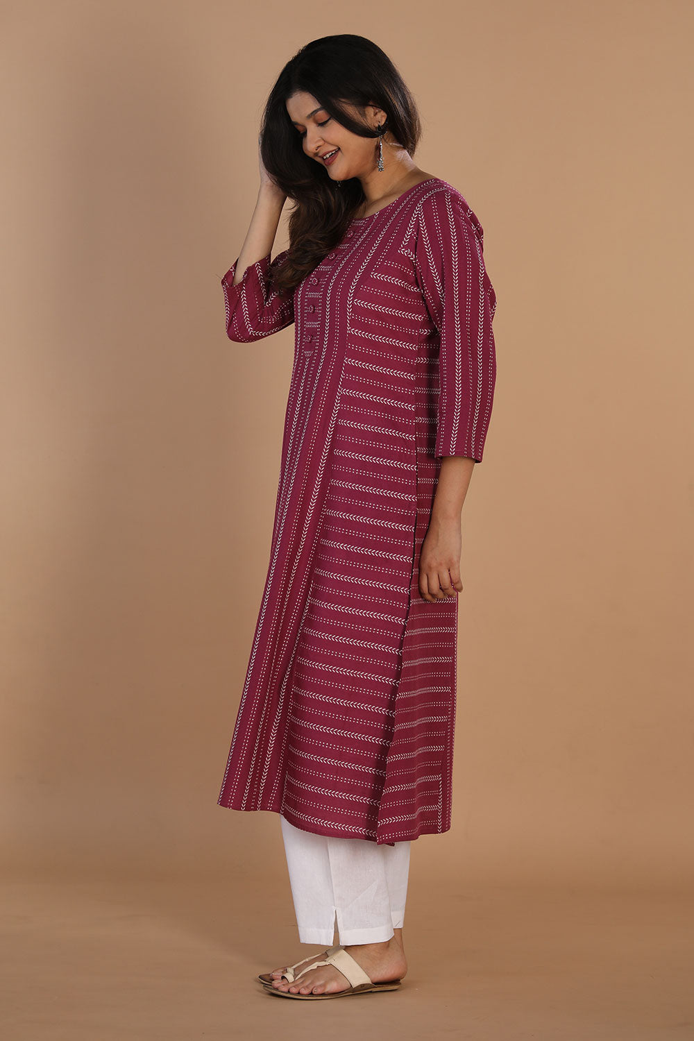 Woven princess line cotton kurti
