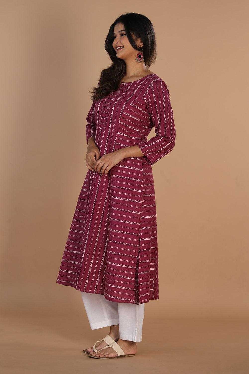 Woven princess line cotton kurti