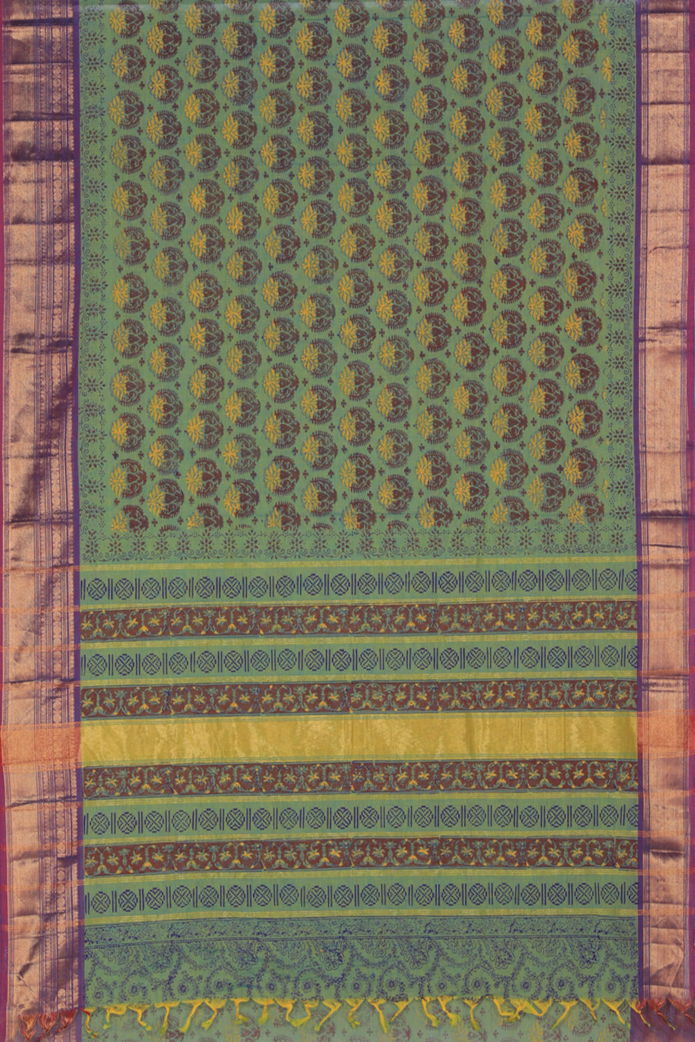 Hand block printed cotton saree