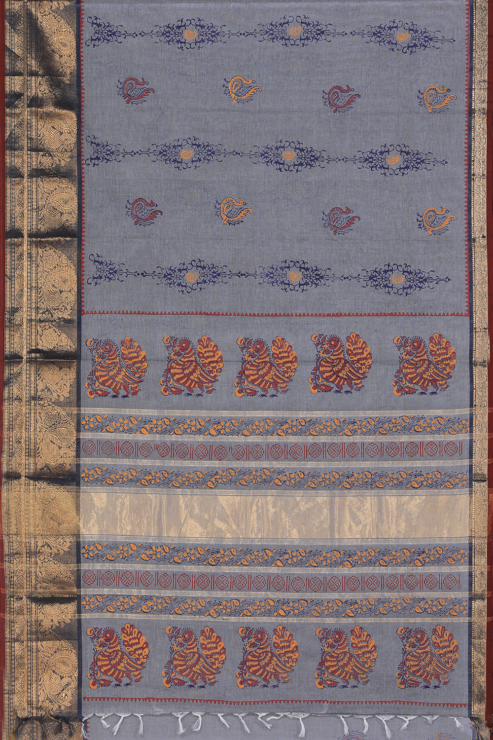 Hand block printed cotton saree