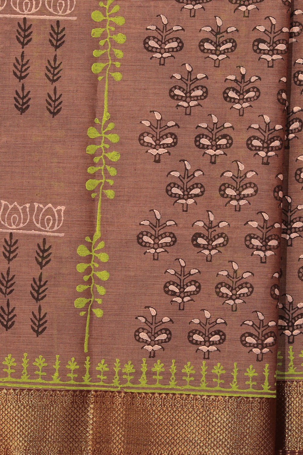 Hand block printed cotton saree