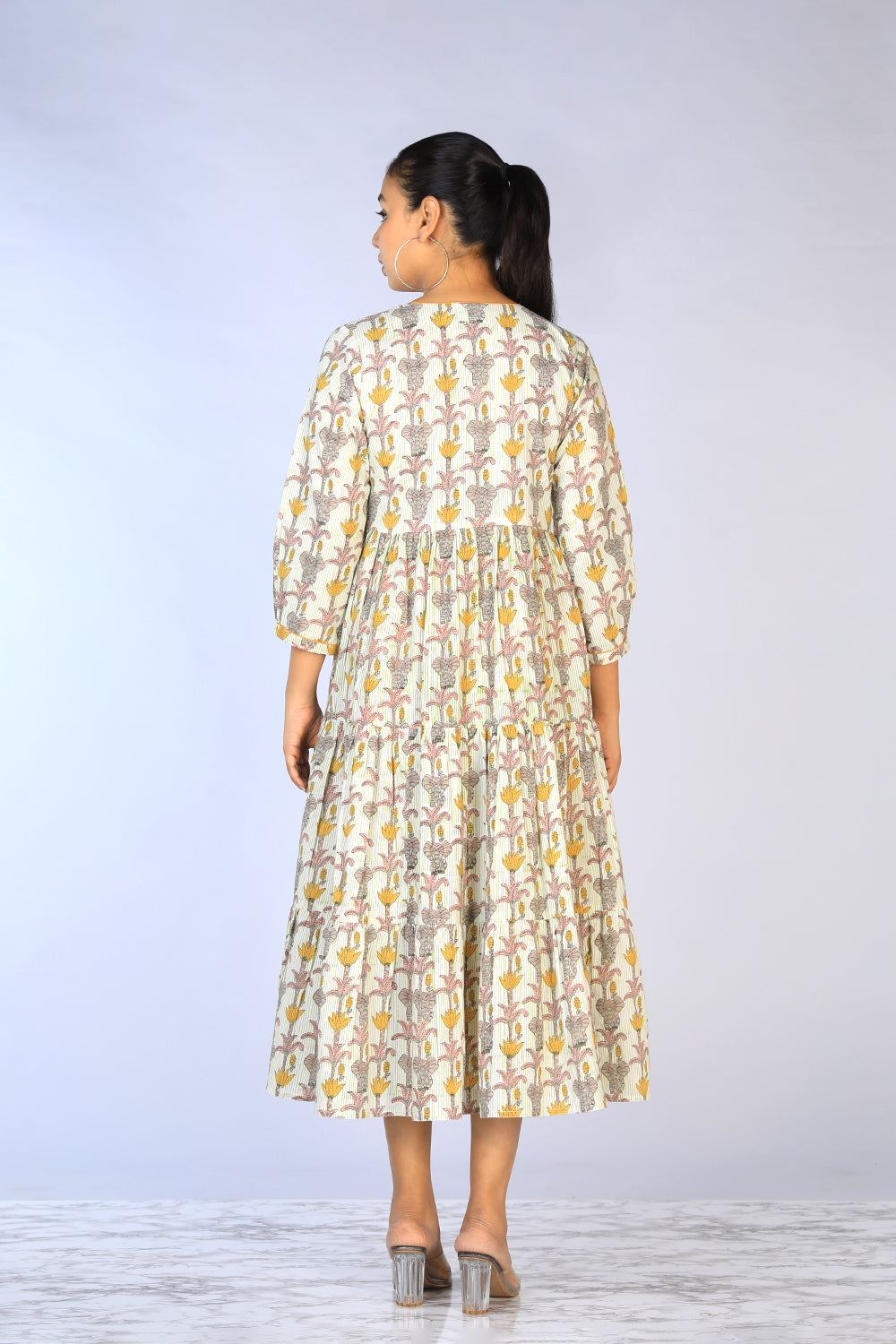 Handblock Printed Tiered Dress