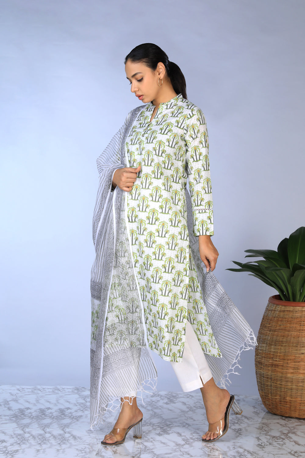 Handblock printed  Kurti & dupatta set