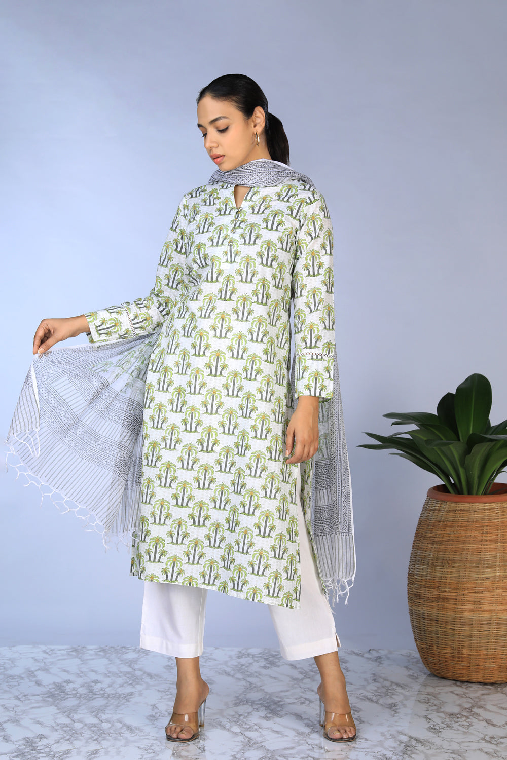 Handblock printed  Kurti & dupatta set