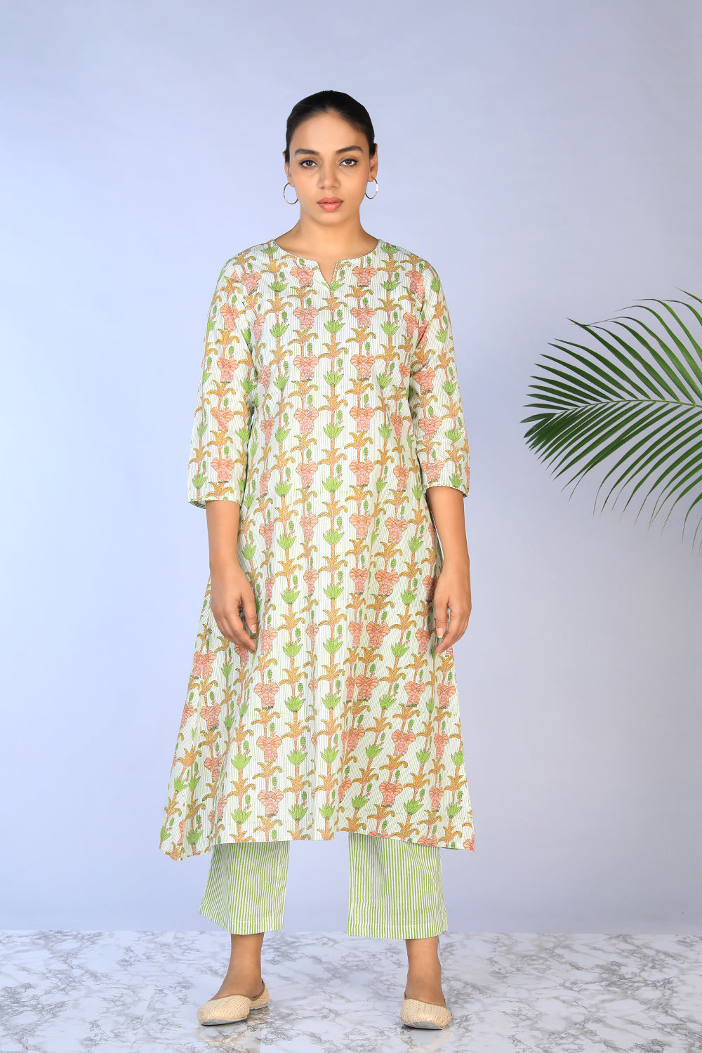 Handblock printed Kurti and pants set