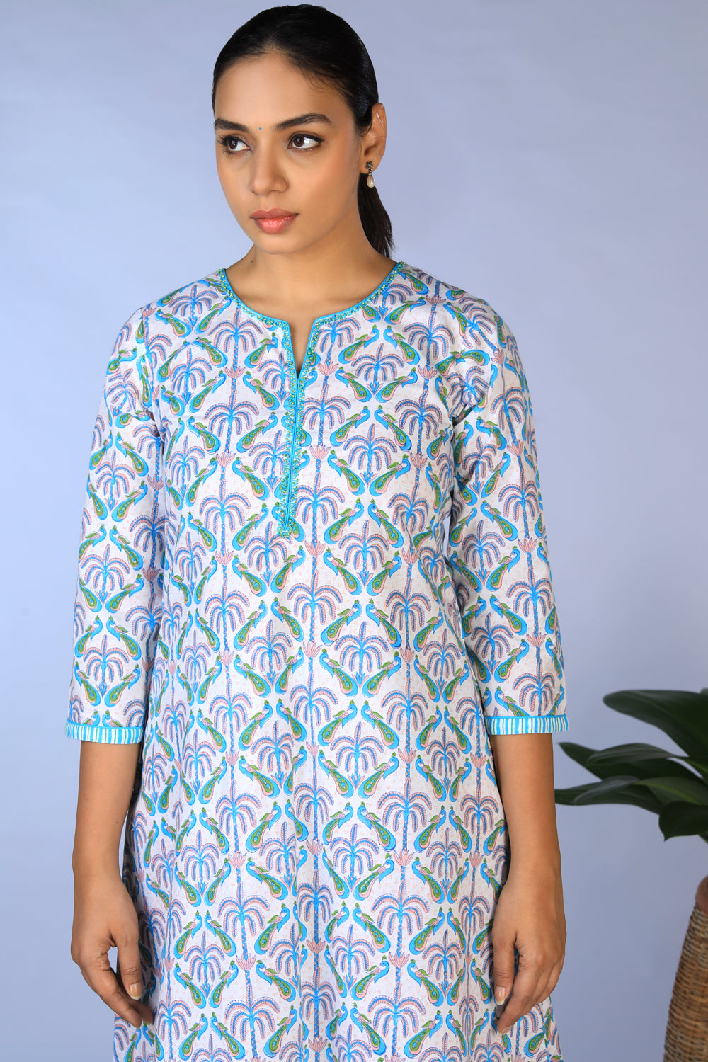 Handblock Printed Kurta, pants & dupatta set