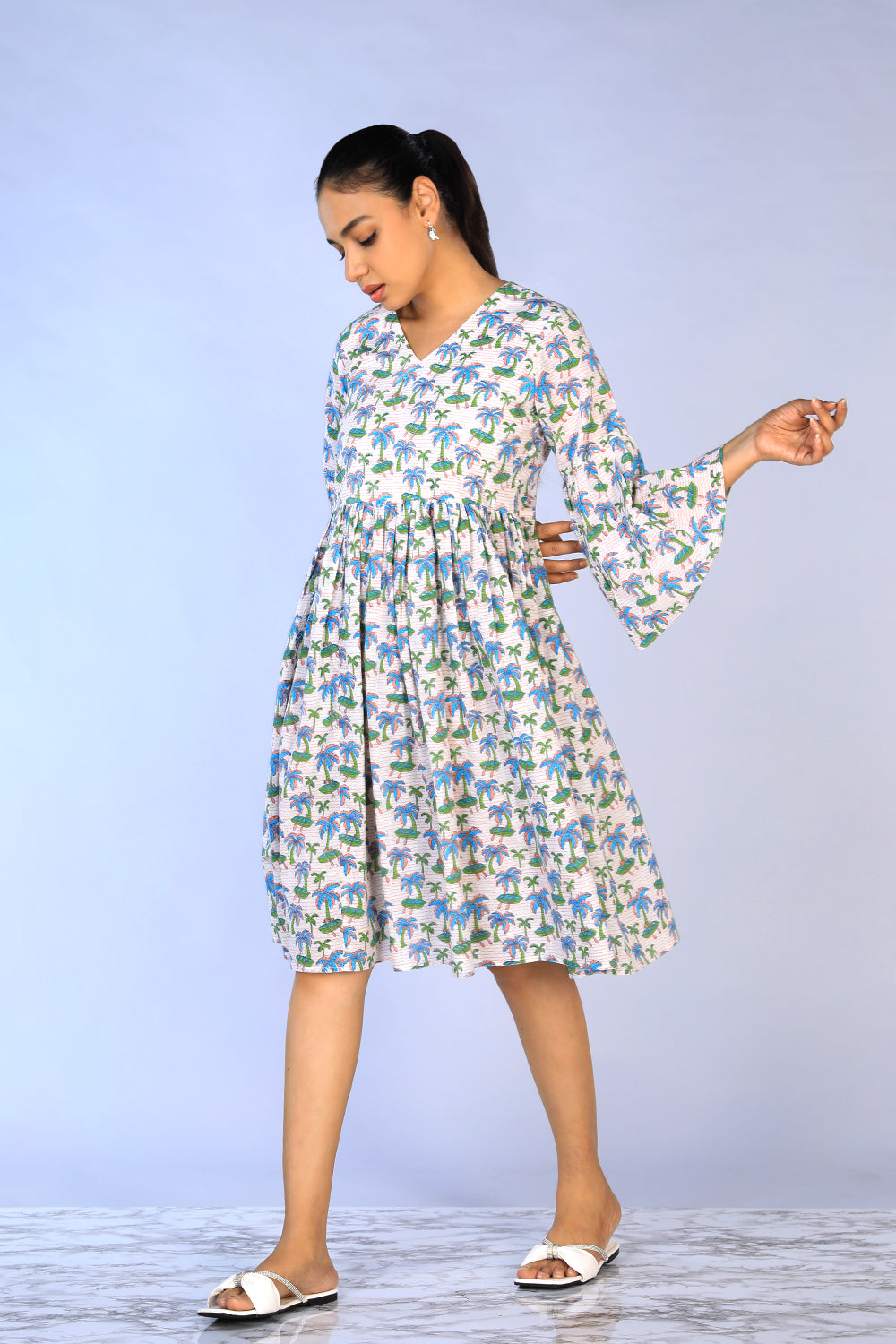 Handblock Printed gathered Dress