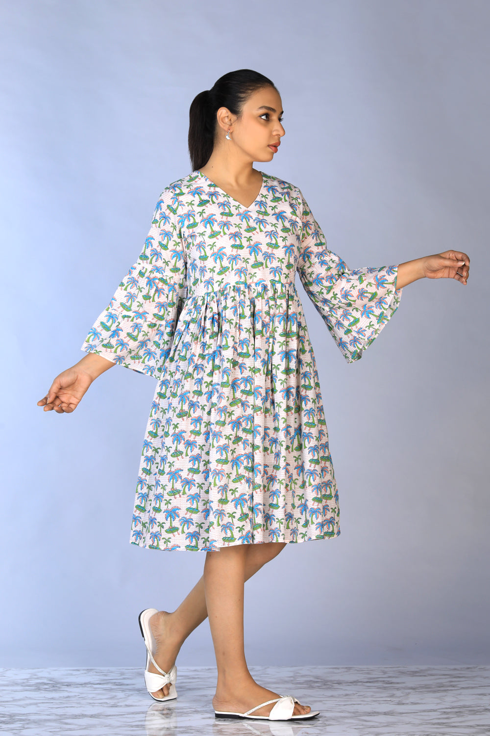 Handblock Printed gathered Dress