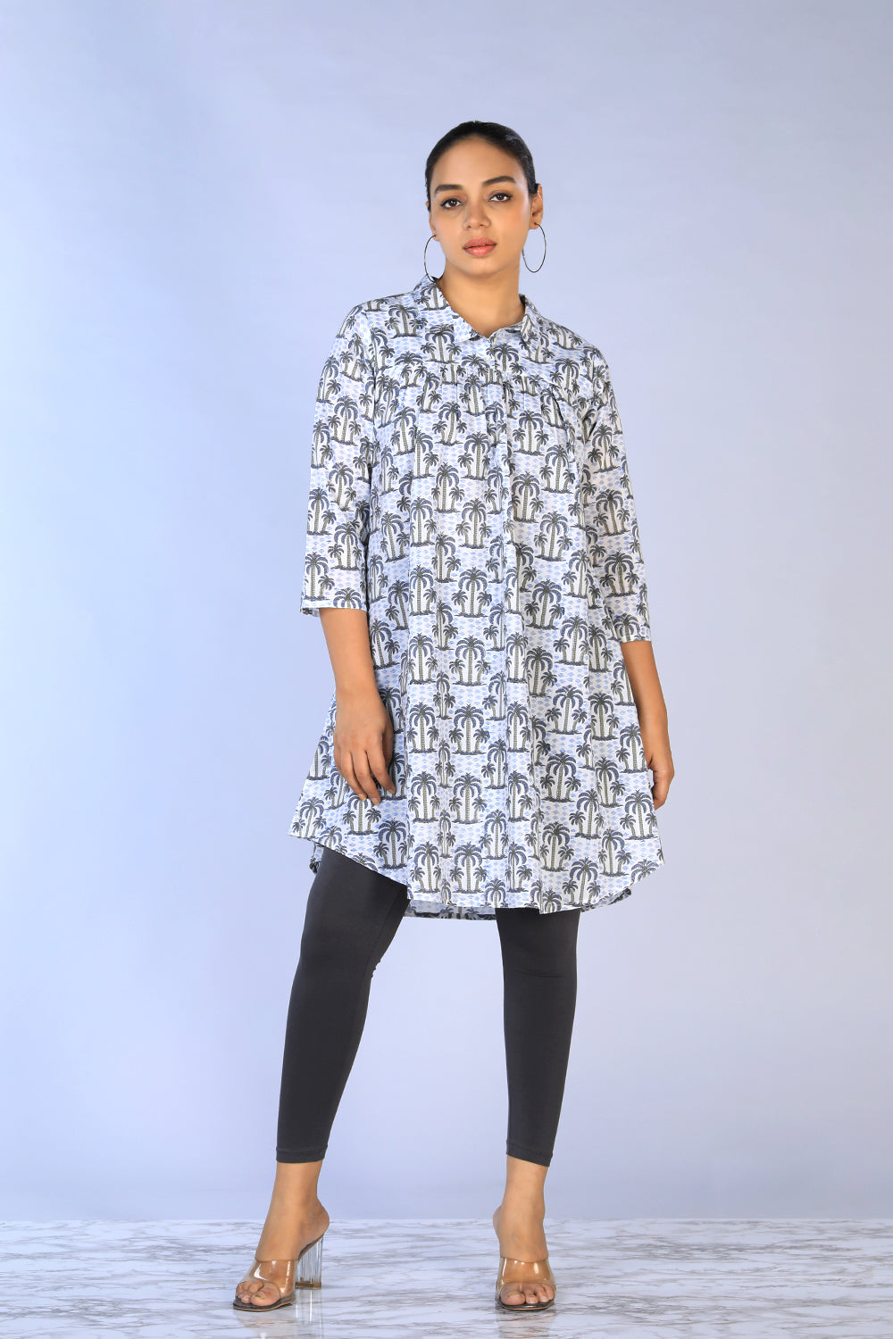 Handblock Printed gathered long shirt